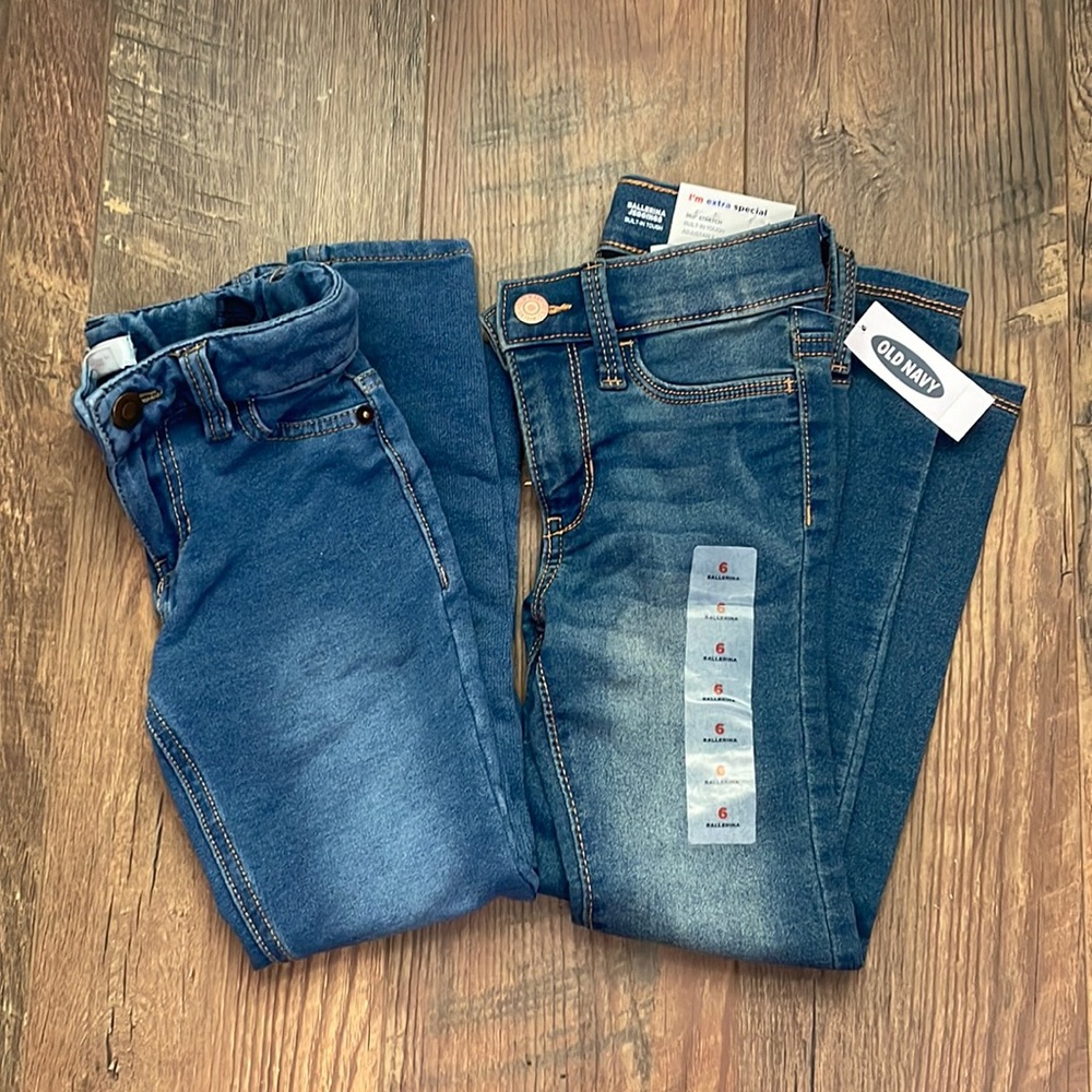 two pair of girls size 6 (xs) jeans one NWT
